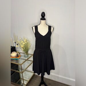 NWOT Athleta Black Sporty Front Tie Elastic Waist Dress | Size XS TP